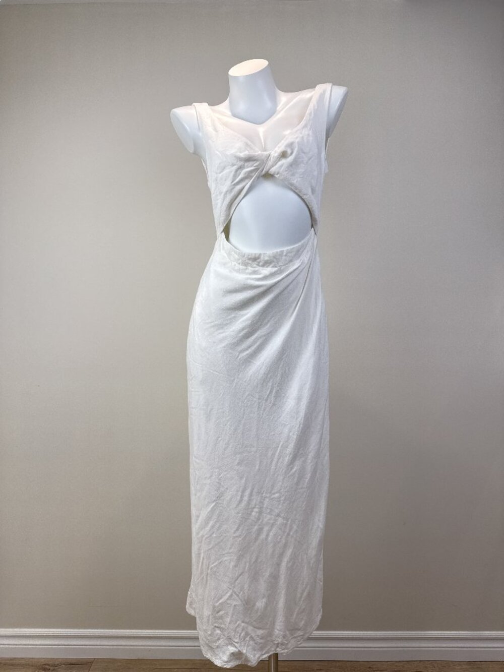 Petal + Pup White Cutout Twist Front Linen Blend Maxi Dress Womens US 10 AU 14